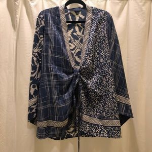 BCBG Silk Printed Kimono Blouse